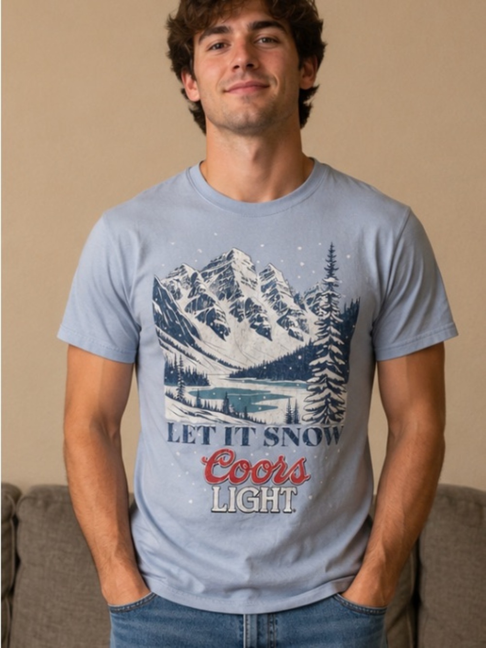 💰Men’s Light Blue 'Let It Snow' Graphic T-Shirt